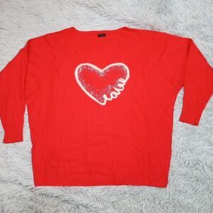 Aaeda Shirt‎ Womens L Red Love Knit Soft Comfort Casual Fun